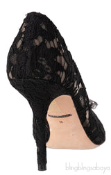 Belucci Taormina Black Lace Embellished Pumps