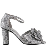 Silver Camellia Glitter Heels