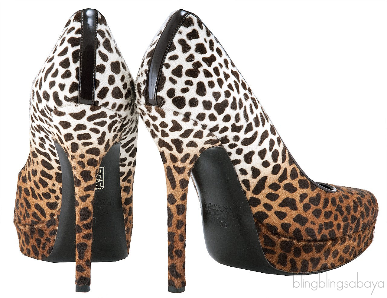 Animal Print Pony Hair Platform Pumps