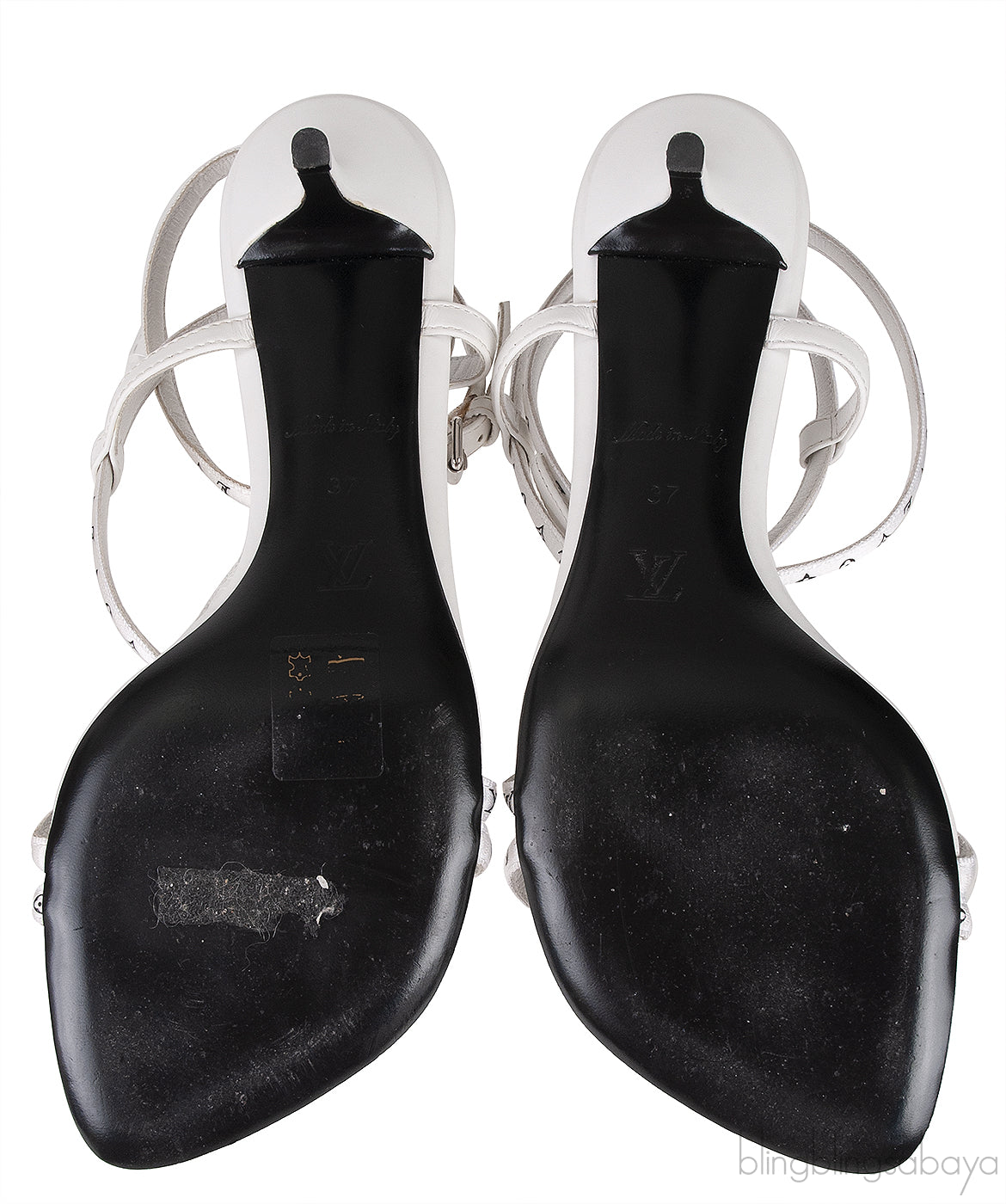 White Monogram Citizen Strappy Sandals