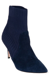 Gianvito Rossi Blue Knitted Pointed Toe Ankle Boots