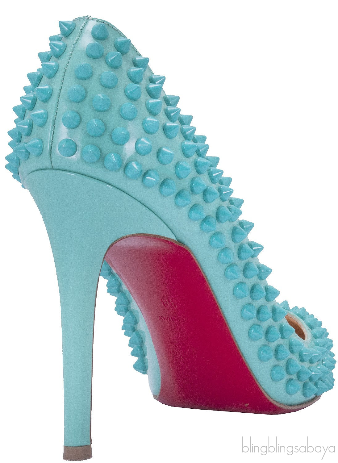 Pigalle Spikes Aquamarine Pump