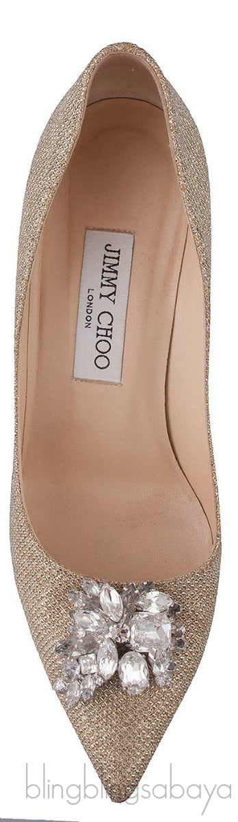 Mamey Gold Glitter Embellished Pumps