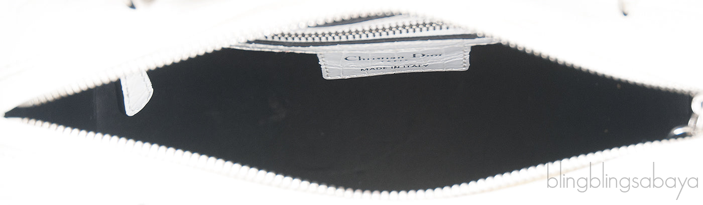 Christian Dior Lady Dior White Printed Crocodile Medium Bag