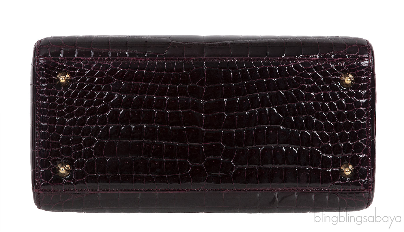 Lady Dior Medium Amethyst Porosus Crocodile GHW