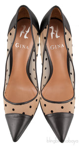 Polka dot Mesh Pointed Toe Heels