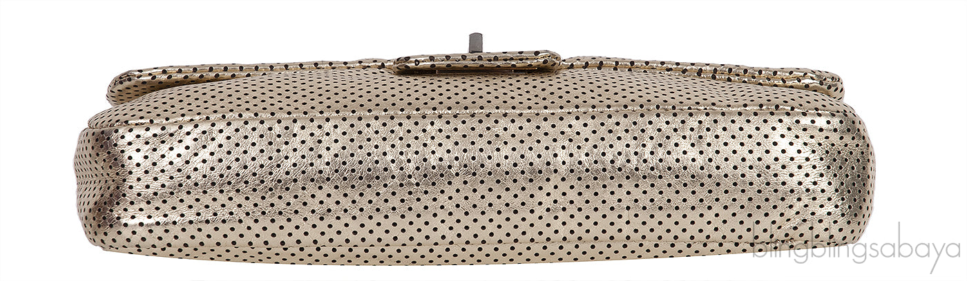 Metallic Gold Perforated Drill Flap Bag