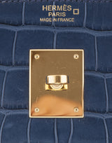 Birkin 30 Bleu de Prusse Croc
