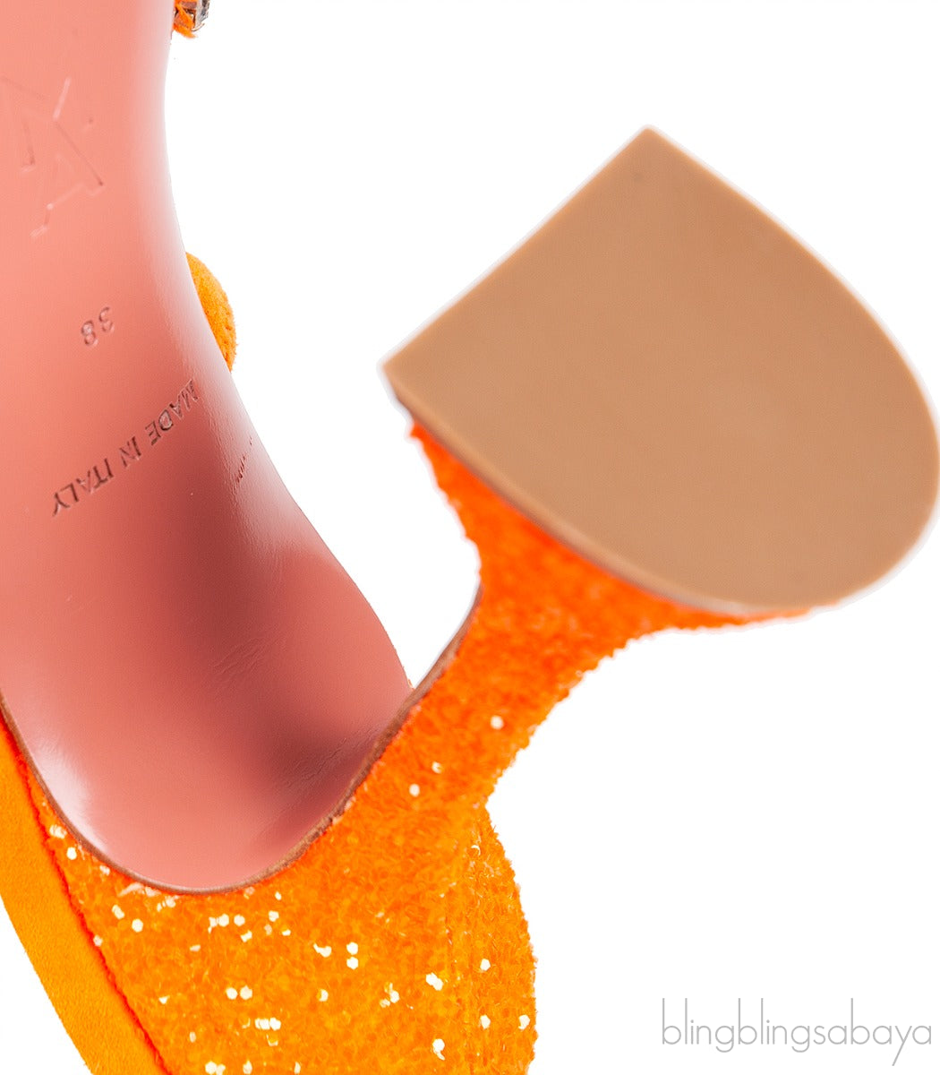 Gilda Crystal -Embellished Orange Glitter Mules