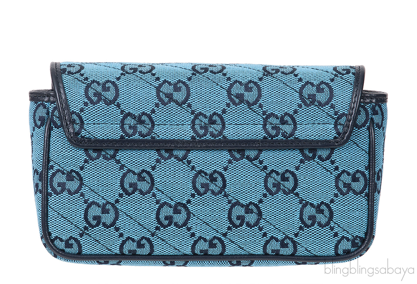 Blue GG Marmont Super Mini Bag PHW