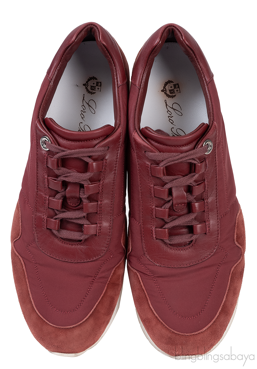 Loro Piana Maroon Nylon and Brown Suede Sneakers