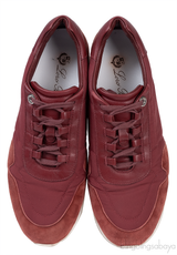 Loro Piana Maroon Nylon and Brown Suede Sneakers