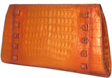 Nancy Gonzalez Orange Crocodile Studded Clutch