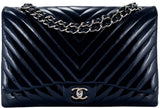 Blue Indigo Patent Chevron Maxi Bag