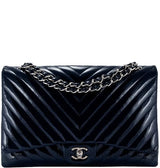 Blue Indigo Patent Chevron Maxi Bag