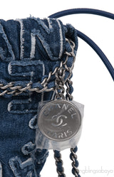 Chanel 22 Mini Denim CC Logo Hobo Bag