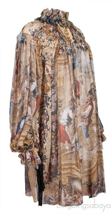 Vintage Multicolor Print Mini Dress