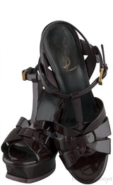 Yves Saint Laurent Tribute Burgundy Patent Sandals