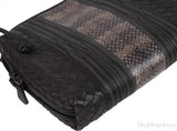 Brown Intrecciato Snakeskin Nodini Crossbody Bag