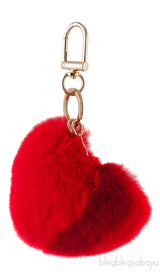 Red Fur Heart Keychain