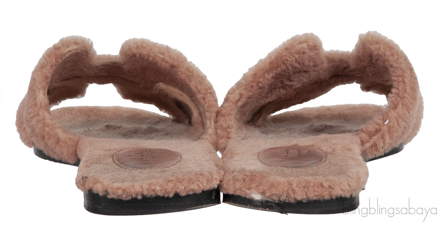 Hermes Oran Teddy Bear Brown Sandals