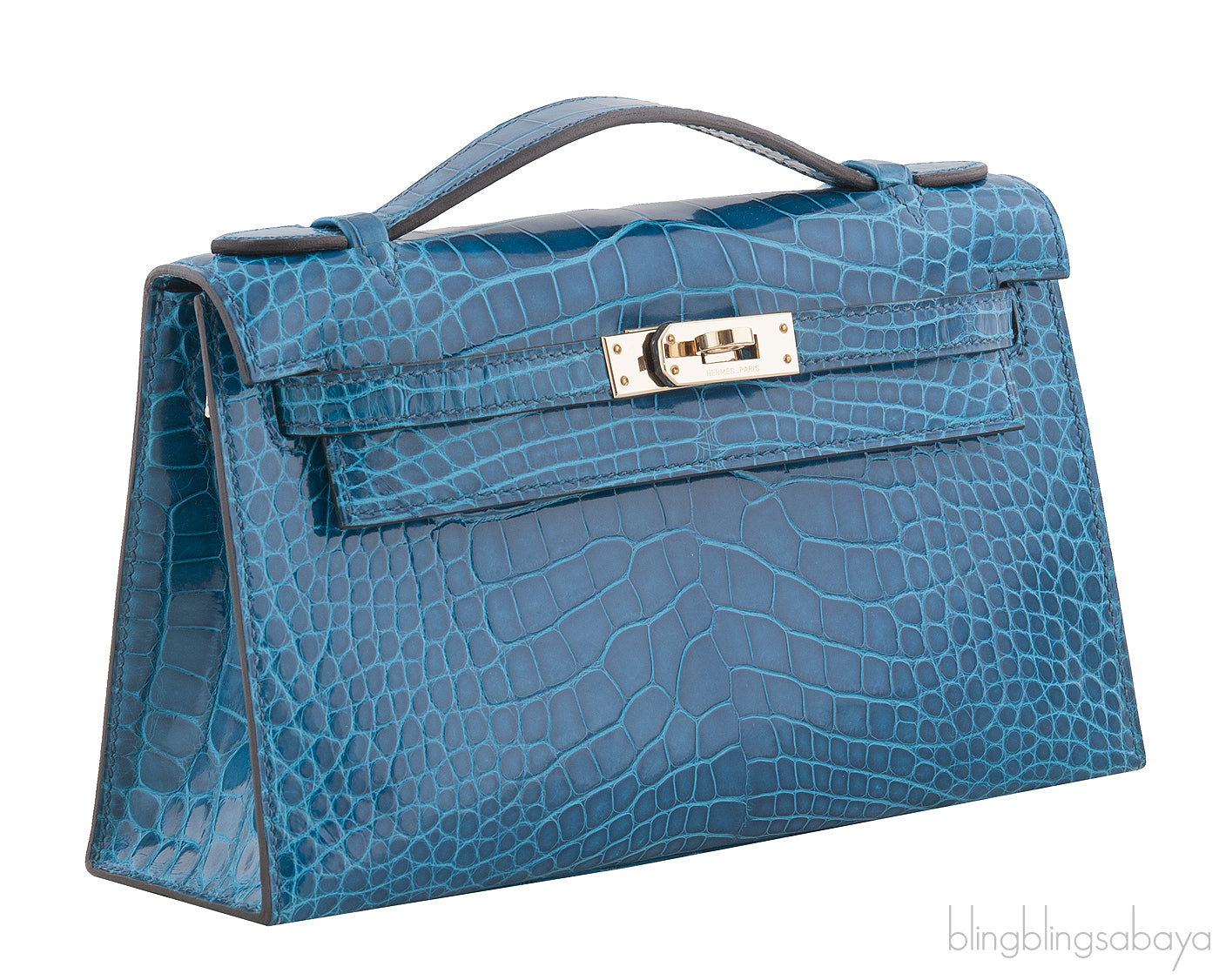 Kelly Pochette Bleu Izmir Crocodile
