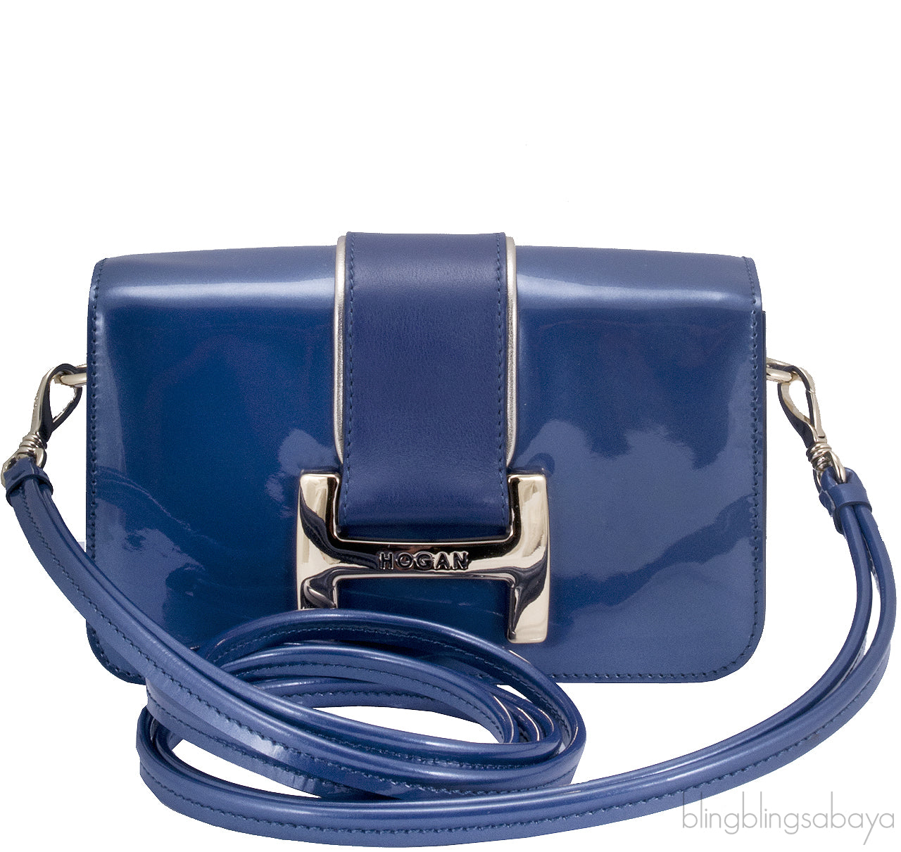 Navy Blue Patent Cross-body Bag