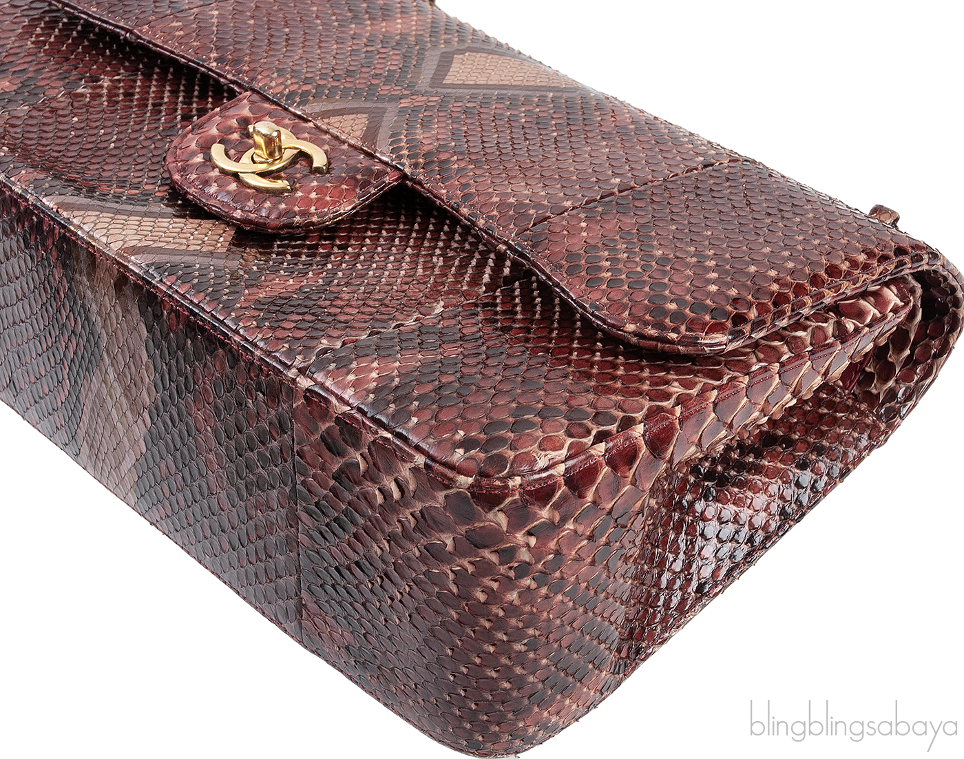 Chanel Classic Jumbo Burgundy Python Flap Bag