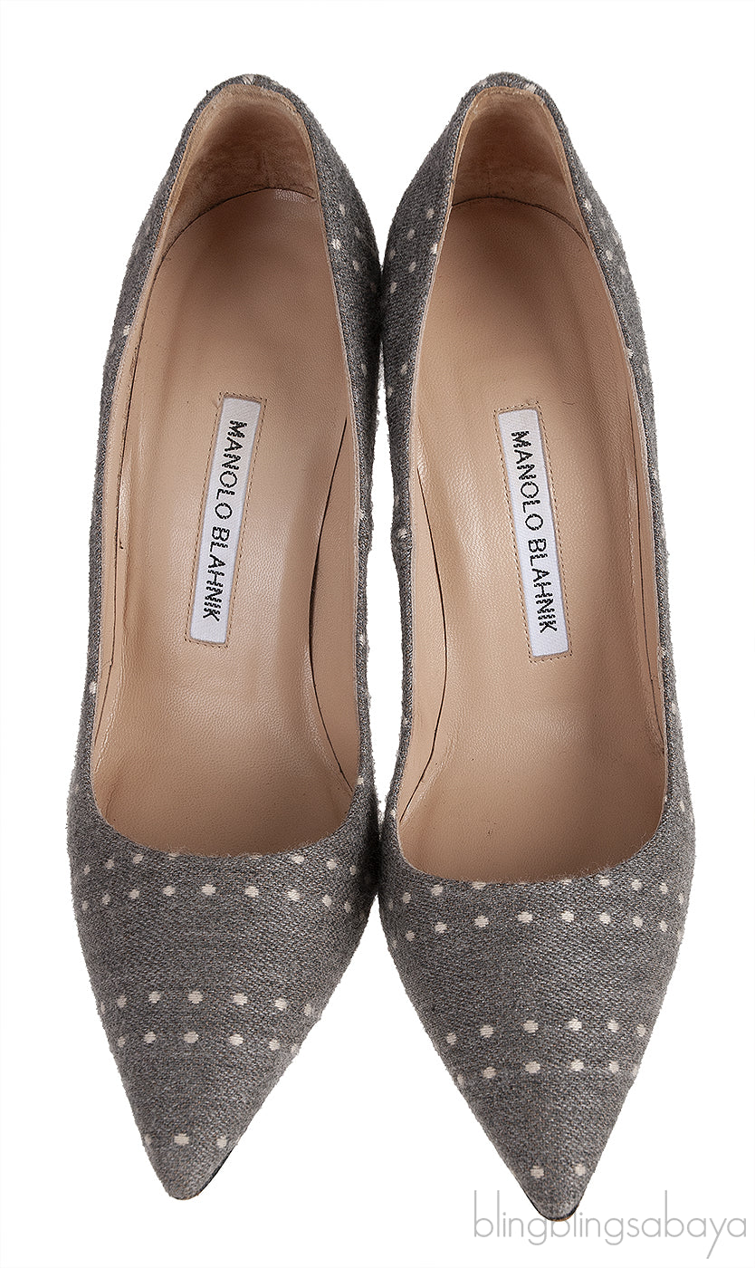Grey Polka Dot Pointed Toe Heels