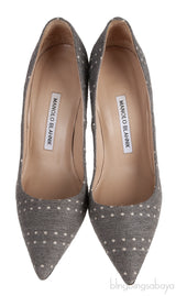 Grey Polka Dot Pointed Toe Heels