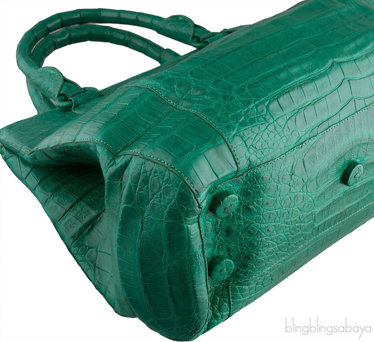 Green Double Zip Crocodile Tote Bag