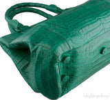 Green Double Zip Crocodile Tote Bag