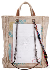 Beige Graffiti Canvas Tote