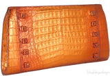 Nancy Gonzalez Orange Crocodile Studded Clutch