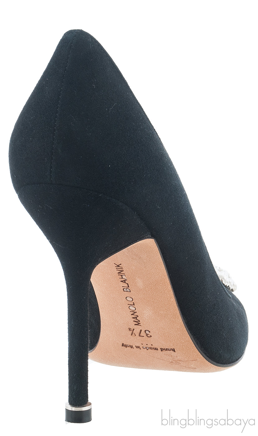Black Hangisi Suede Pearl Pump