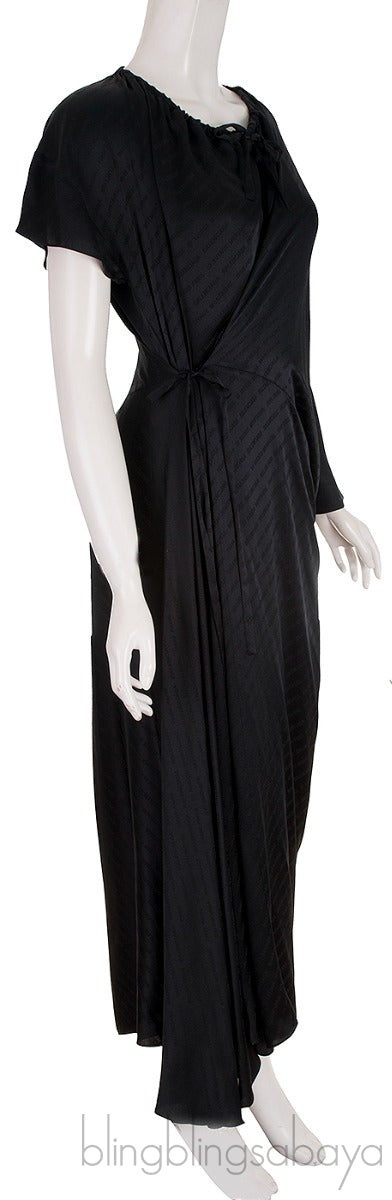 Logo-print Asymmetric Wrap Dress Black
