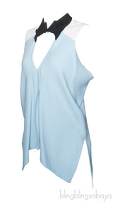 Tri-color Collared Sleeveless Top