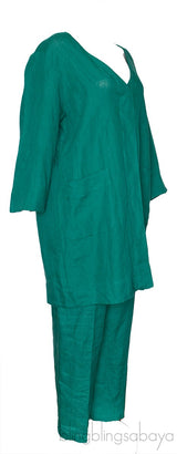 Green Linen Oversize Top & Trouser