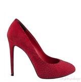 Dolce & Gabbana Red Suede Crystal Heels
