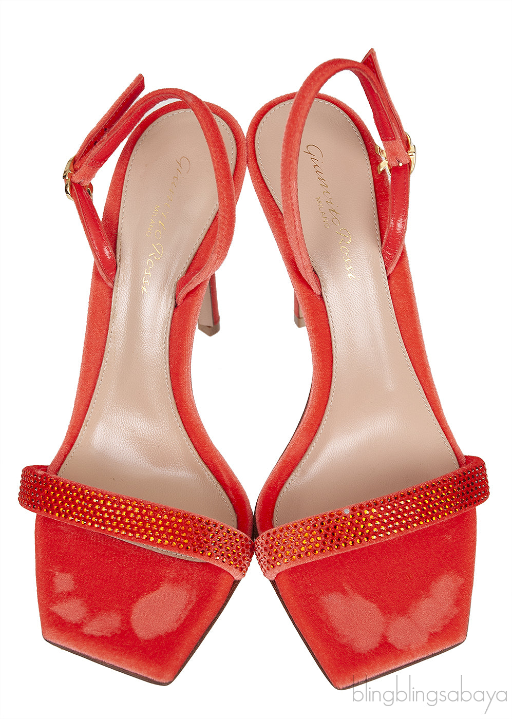 Orange Crystal Slingback Sandals