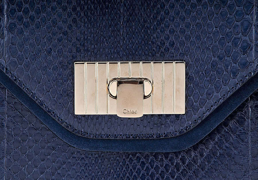 Sally Navy Blue Python Shoulder Bag