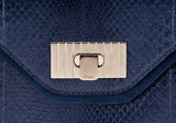 Sally Navy Blue Python Shoulder Bag