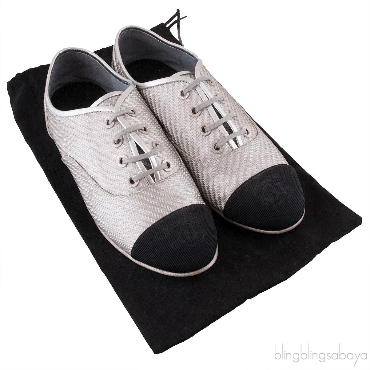 CC Silver Lace Up Cap Toe Shoes