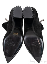 Balmain Black Pointed Toe Suede Ankle Boots