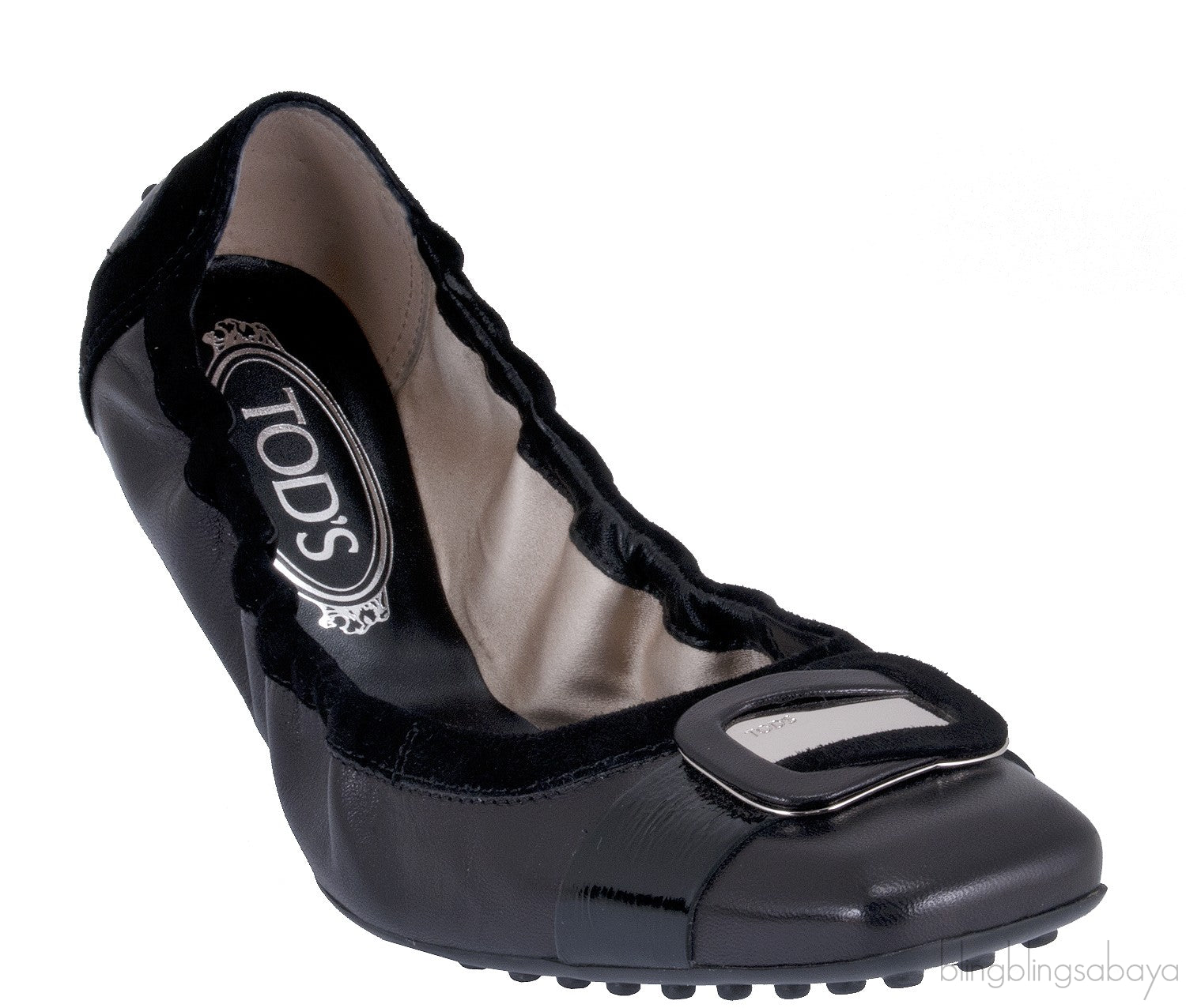 Tod\'s Black Loafer Elastic Ballet Flat