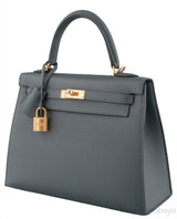 Kelly 25 Blue Orage Epsom Sellier GHW