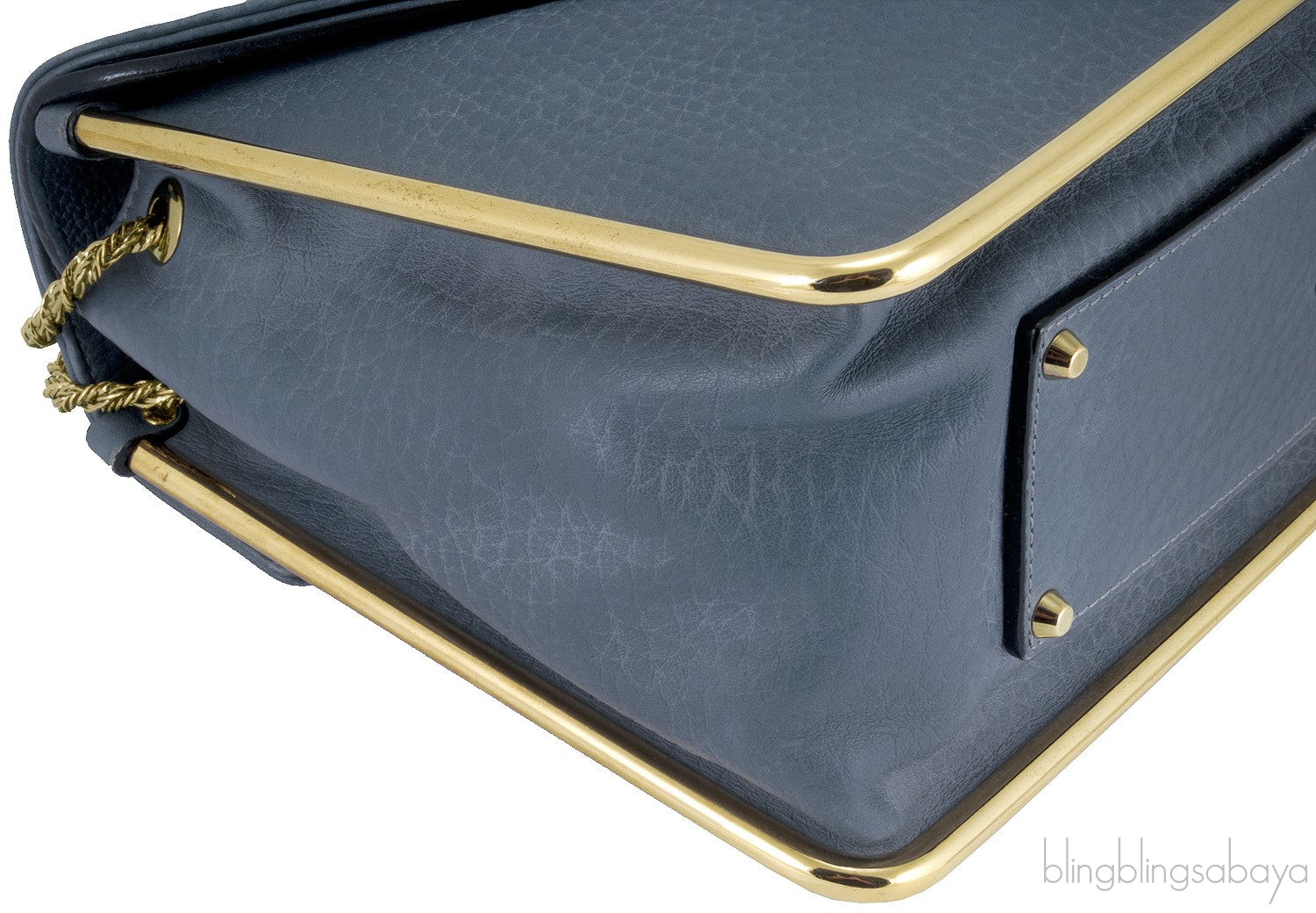 Sally Blue Grey Textured Leather Bag