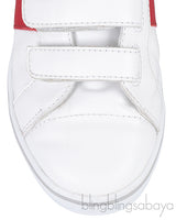 White & Red Velcro Strap Kids Sneaker 32