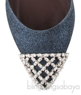 Efia Blue Grey Glittered Crystal Toe Sandals