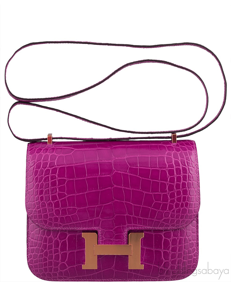 Constance III Mini Rose Pourpre Crocodile